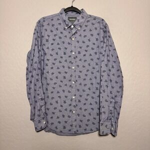 Bonobos Slim Fit Blue Floral Print Button Down Long Sleeve Dress Shirt Men's L